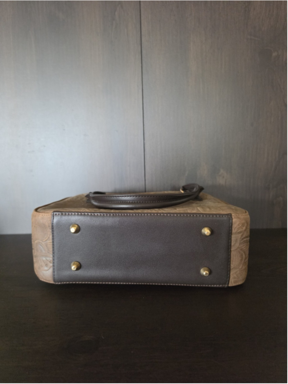 Milk Chocolate Brown Tasseled Sunflower Embossed Tooled Artisan LEATHER Purse - Picture 12 of 16